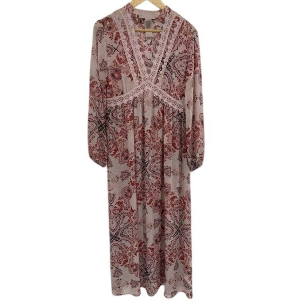 Coco + Jaimeson Long-Sleeve V-Neck PAISLEY Print MEDIUM